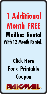 1 Additional Month Free mailbox Rental with 12 Months Rental